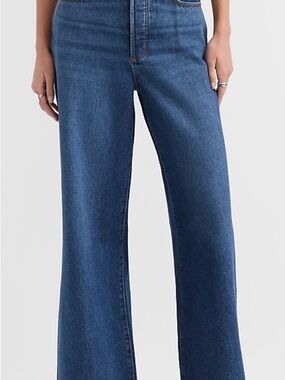 LOFT High-Rise Dark Blue Button-Fly Jeans